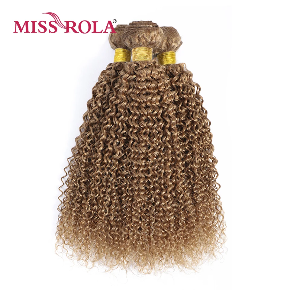 Miss Rola Brazilian Kinky Curly Human Hair Weaves 1/3/4 Bundles 27# Blonde 99J BUG Ombre Remy Hair Extensions Double Wefts