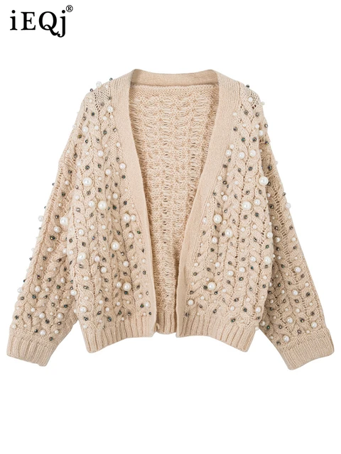 Pearl Embellished Sweater | Jewel Embellished Cardigan Sweater - Autumn - Aliexpress