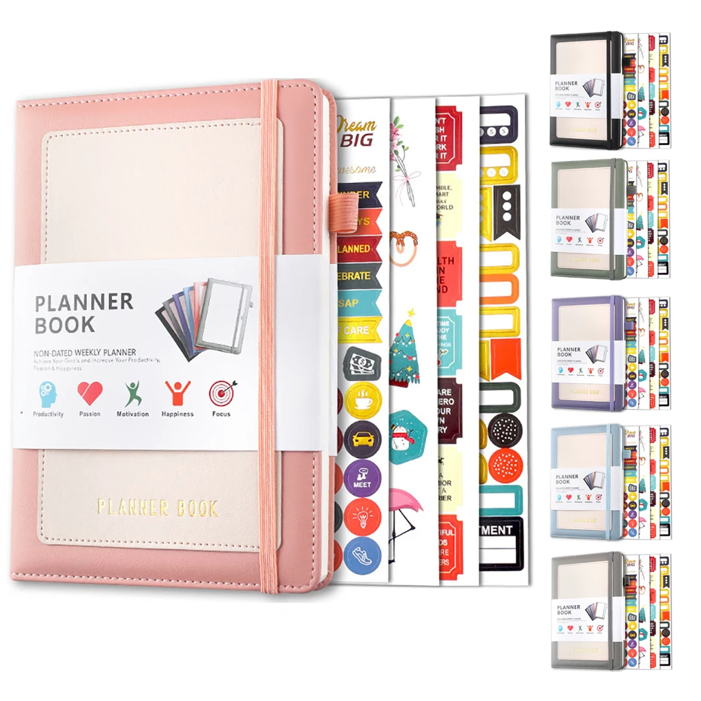 A5 Weekly Monthly Planner Notebook Student Diary Notepad with Stickers Stationery Office School Supplies