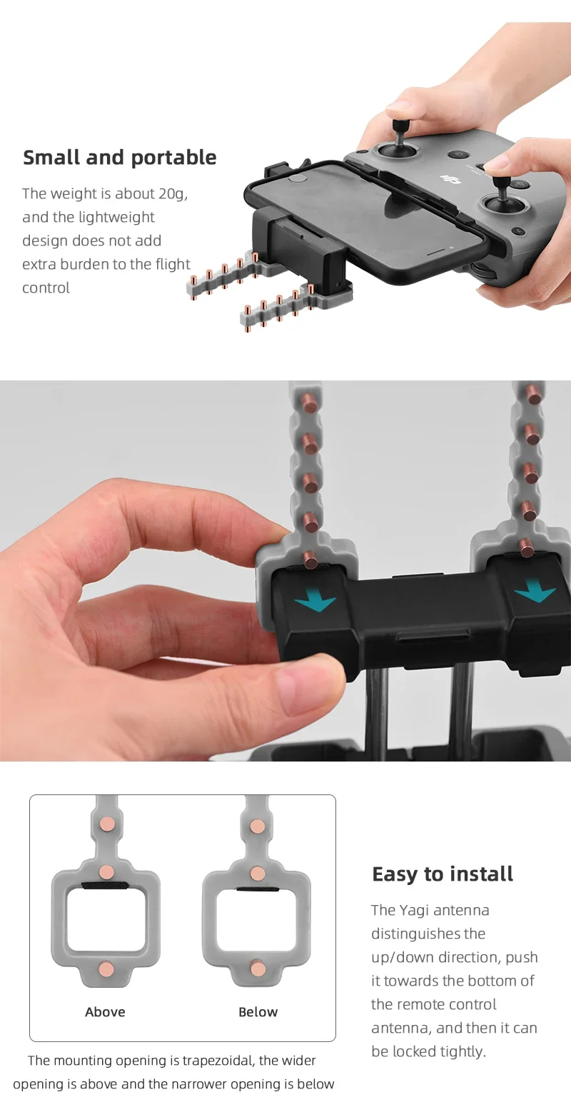Antenne Yagi pour Télécommande Drone Mavic 3/Air 2/Mini 2 - Gain Directionnel