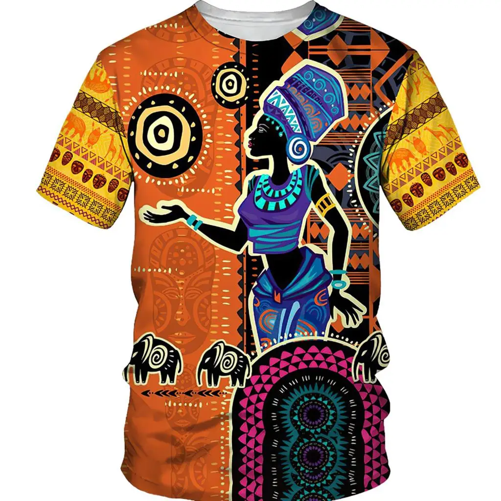 

African Harajuku Men's T-shirt Summer Casual O-Neck 3D Print Large Short Sleeve Fashion Trend Retro Street Hip Hop Top