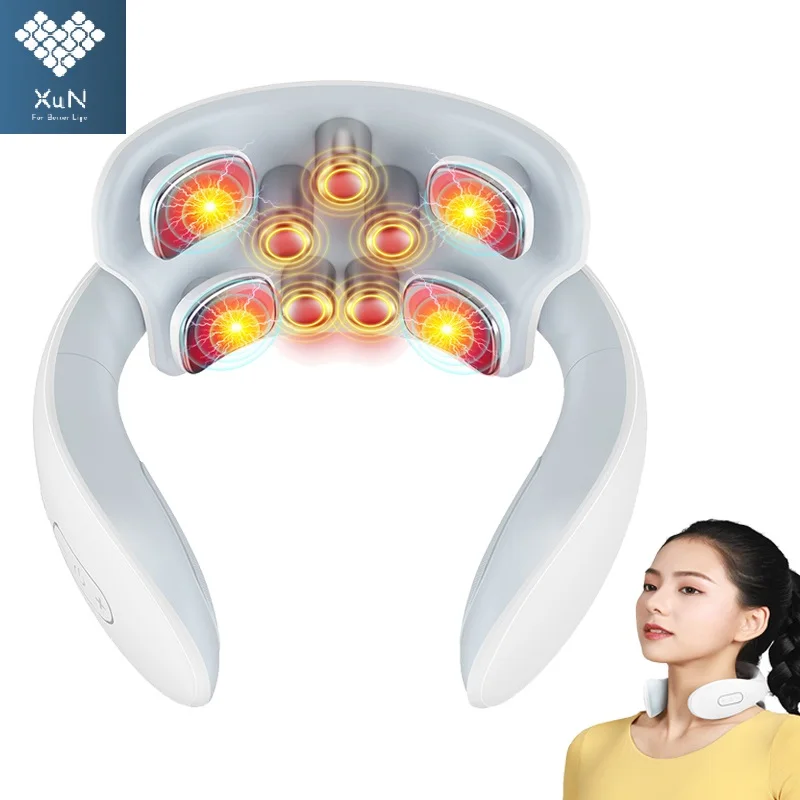 Back And Neck Smart Massage Instrument Shoulder Neck Massage Cervical Vertebra Health Care Vibrator Heating Relieve Pain Muscle ed extracorporeal shock wave physiotherapy instrument ballistic dot matrix pain health instrument orthopedic massage muscle