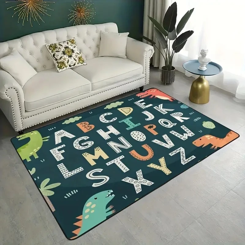 1pc Soft Alphabet Area Rugs, Large Area Rugs, Dinosaur Funny LettersComfortable Indoor Carpet, Baby Play Mat .