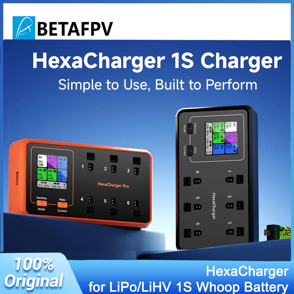 BETAFPV HexaCharger 1S Charger BT2.0 PH2.0 Ports 24W/78W PD 3.0 Fast Charging for LAVA II 1S Battery LiPo/LiHV 1S Whoop Battery