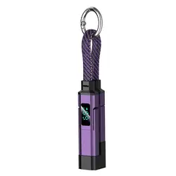 Compact USB - C Fast Charging Cable with Digital Display - 65W Keychain Accessory (Purple)