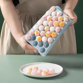 뚜껑이 달린 냉동 위스키 칵테일 미니 볼 메이커, PP 몰드 원형 아이스 큐브 몰드, 아이스 트레이 박스, 주방 도구, 하키 몰드, 33 아이스볼