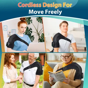 Electric Heating Shoulder Massager Brace Joint Vibration Arthritis Pain Relief LED Smart Controller Adjustable Support Belt 4