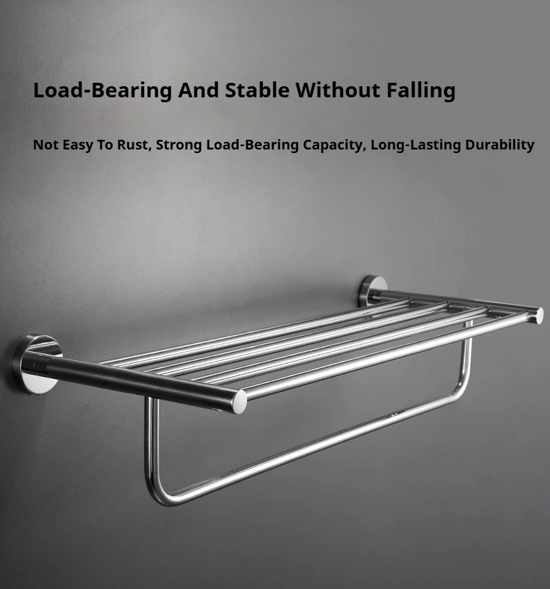 Description Picture 4 of item304 Stainless Steel Bath Towel Rack Wall Mounted Bath Hardware Set Perforated Installation Modern Simplicity Bathroom Accessorie