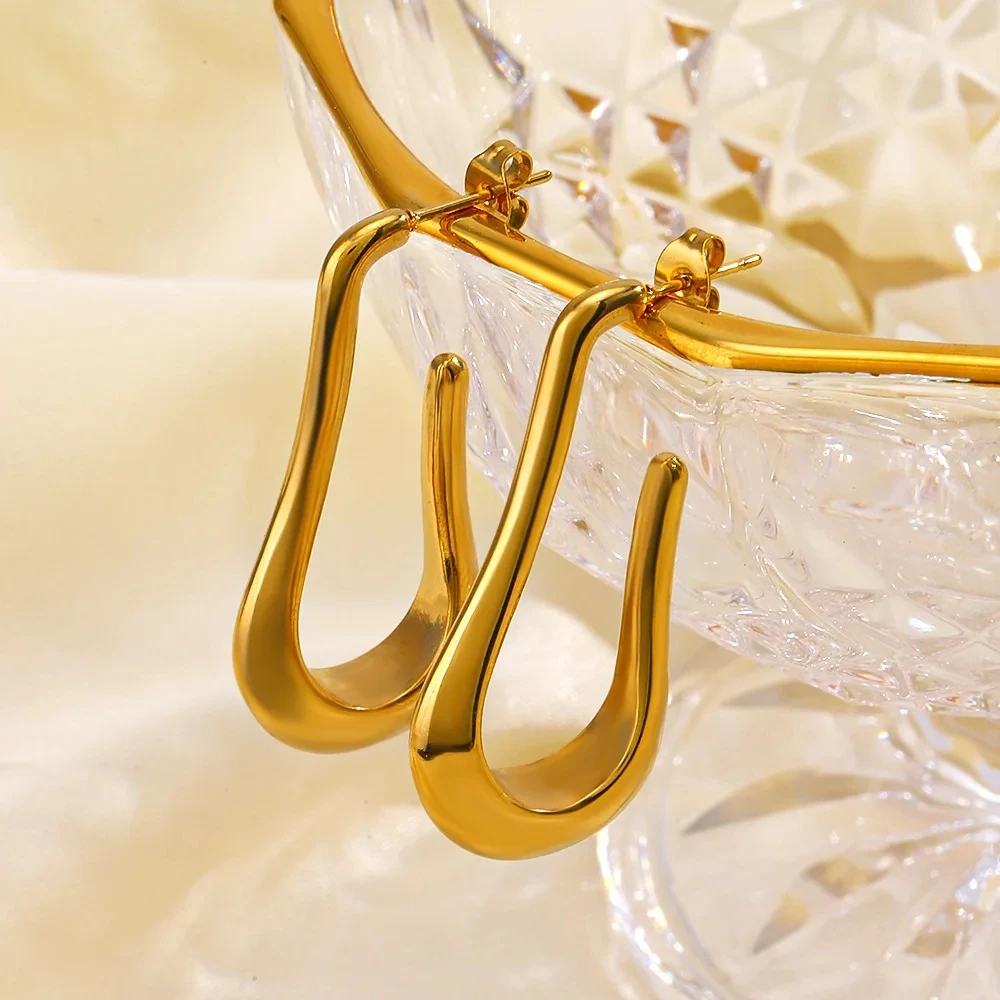 Creative Hollow Irregular Earrings for Women Gold Plated Stainless Steel Geometric Statement Earring Beach Party Jewelry Gifts