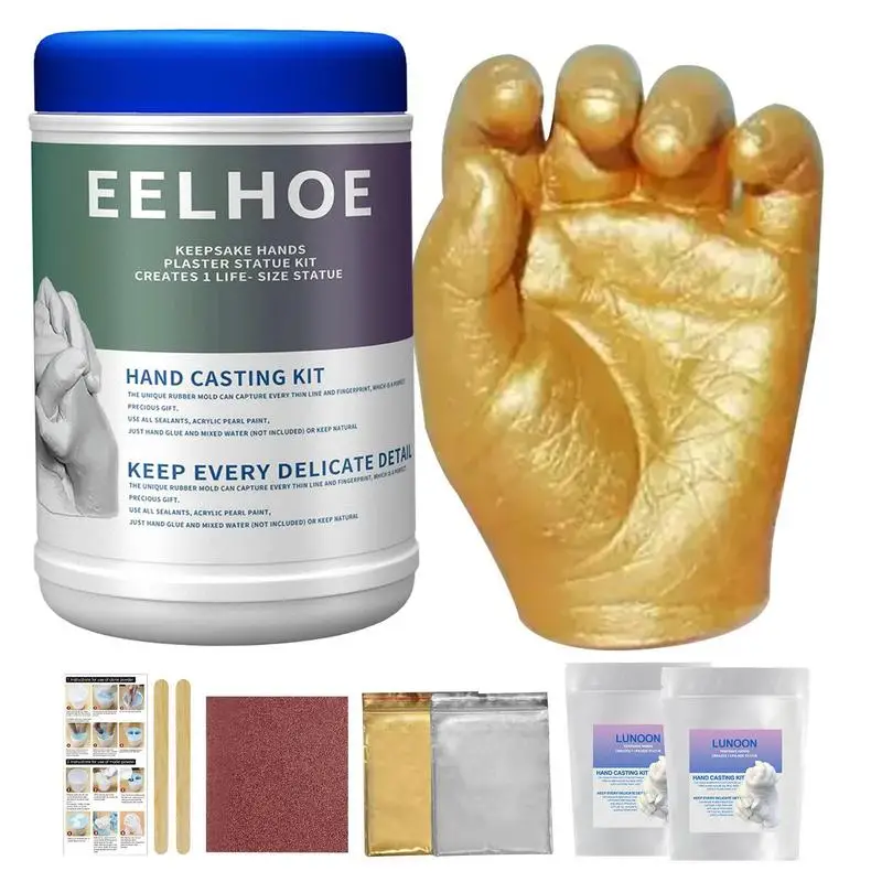 DIY Couples Hands Casting Kit 3D Hands Mold Baby Plaster Mold Kit Hand Foot Print Molds For Baby Souvenir Wedding Couples Gifts hands casting kit