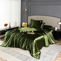 Parure de lit en Satin de haute qualité, housse de couette, simple, Double, Queen, couleur unie, respectueuse de la peau 1