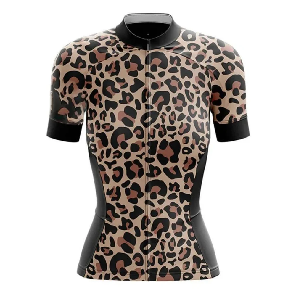 Леопардовая Женская велосипедная Джерси с коротким рукавом, велосипедная рубашка, велосипедная одежда, одежда для горных дорог, велосипедная гоночная одежда для горных велосипедов
