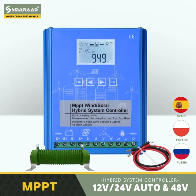 Solar &Wind Hybrid System MPPT Charge Controller Solar Controller 800w Wind 800W 12V 24V Auto Regulator  Home Use Wind Generator 1