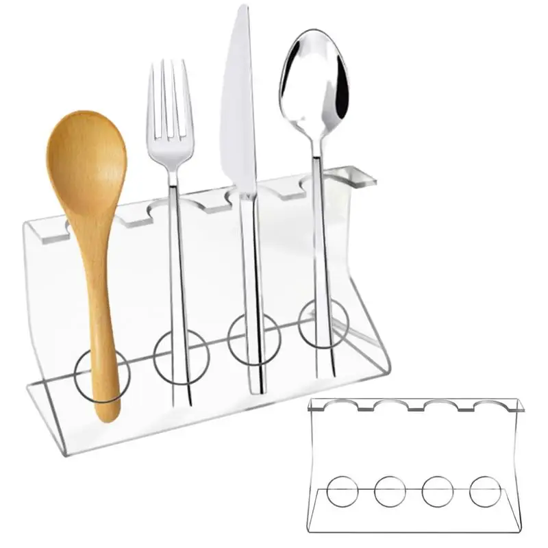

Silverware Holder Acrylic Cutlery Organizer Countertop Silverware Organizer With 4 Slots Silverware Holder Clear Spoon And Fork