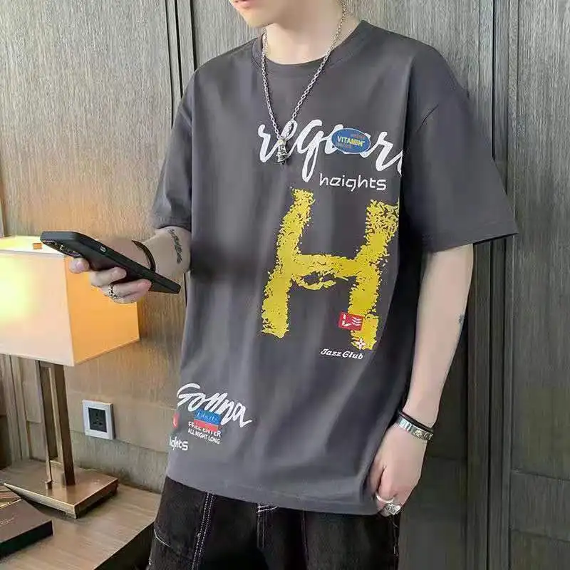 Camisetas para hombre, camisetas con el alfabeto, camisetas para hombre, camisetas estampadas, top 100℅ de algodón, ropa barata y cómoda, estilo Y2k, estilo informal, estilo Harajuku