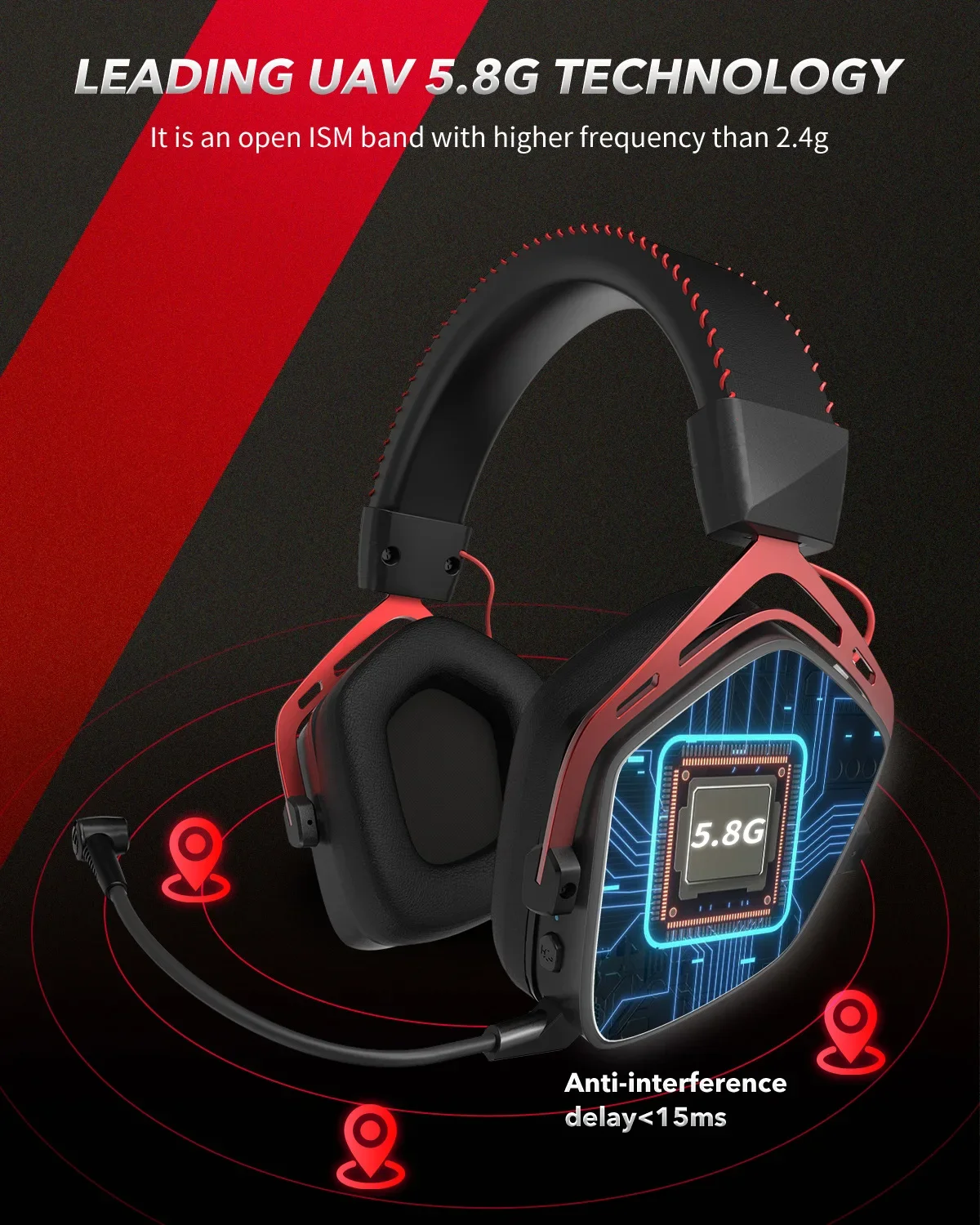 EAGLENO legenda G07 bezdrátový herní náhlavní pro PC, PS4, PS5 s hluk odvolání mikrofon měkké paměť earmuffs bezdrátový sluchátka