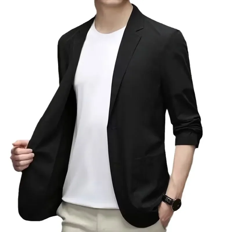 Men suits jackets Summer Thin Suit Collar Sunscreen Western-style Clothes Solid Color Lightweight Business Casual Slims Silhoue