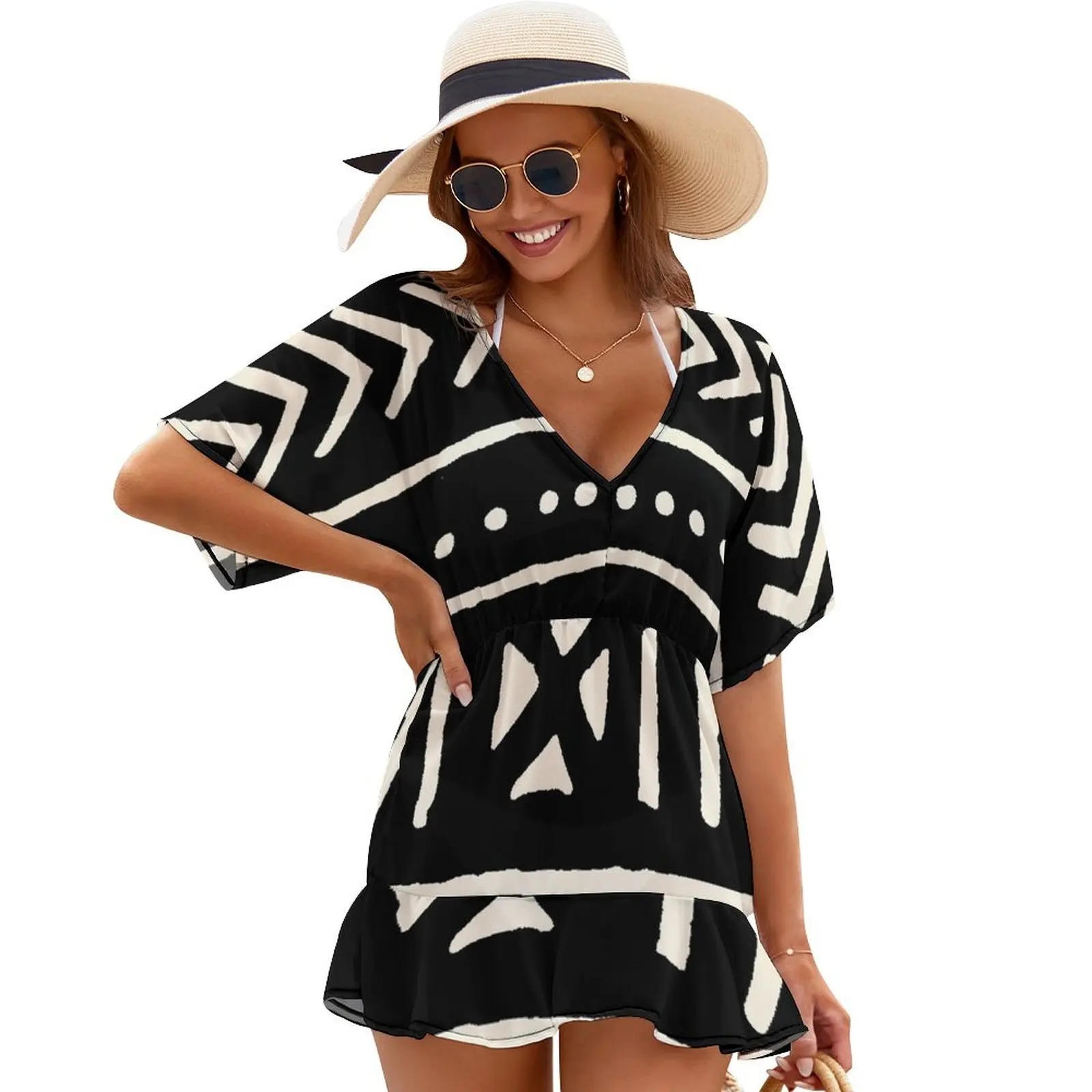 

african mud cloth black and white Cover Ups Women's summer skirt dresses for women 2024