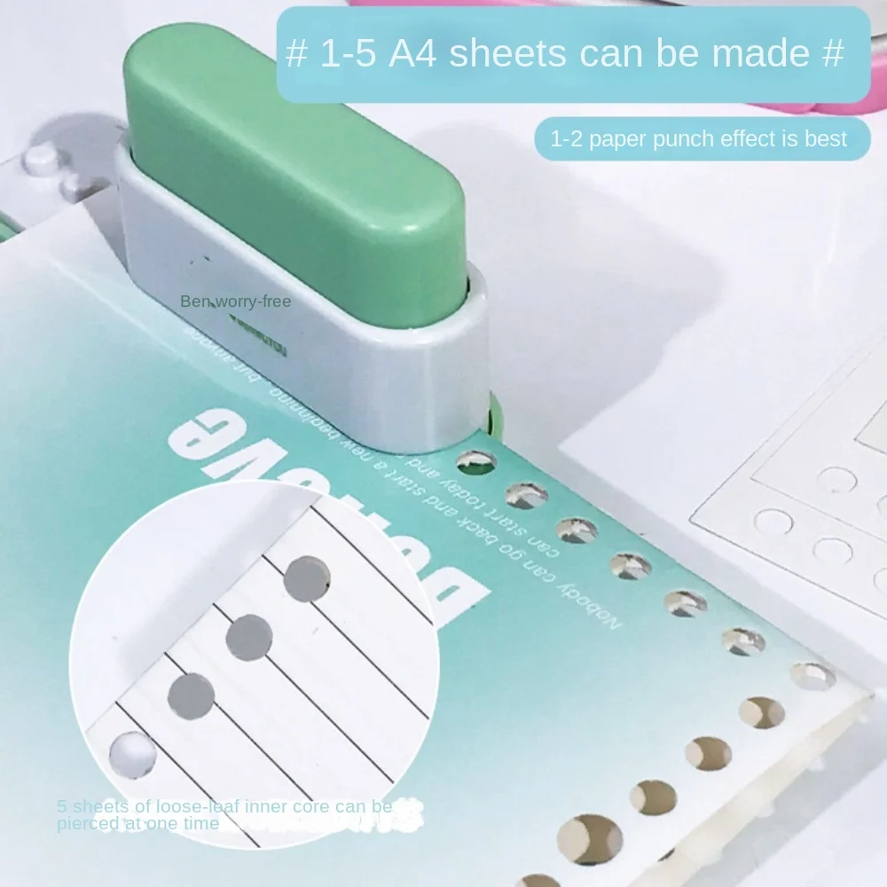 Paper Punches 6mm 5-Hole Paper Punch Portable Stationary Hand Account Hole Puncher Plastic Safety Standard Hole Punch Student Paper Punch Hole Punching Tools