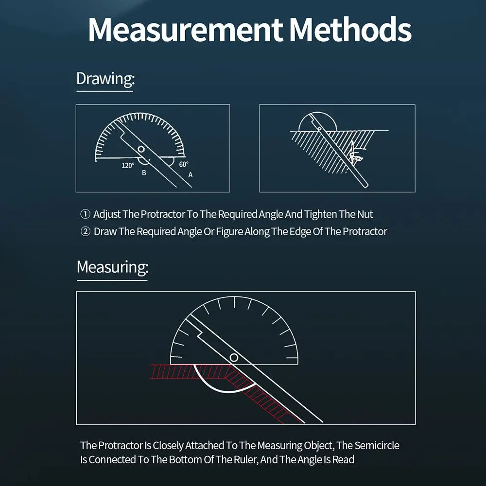 Angle Conveyor Stainless Steel Angle Meter Woodworking Tools Metal Finder Ruler Protractor