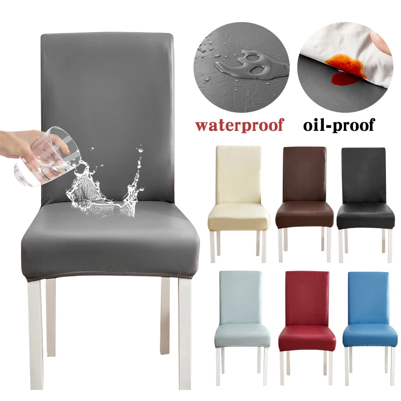 PU Leather Chair Cover Waterproof Kitchen Dining covers Removable