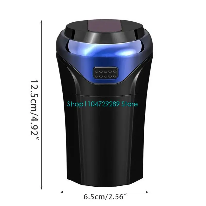 야외 여행을위한 라이터 LED 푸른 빛이있는 뚜껑이있는 D8KE 휴대용 재떨이 홈 간편한 USB 전원 공급 장치
