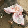 Toddler Girls Boys Beach Wear Kids Swimwear Summer Long Sleeve Floral/Tropical Print Zip Up Bathing Suits with Hat For Swimsuit 3