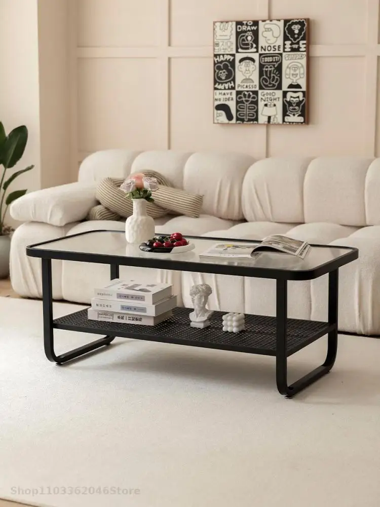 Coffee Table Living Room Household Small Apartment Modern Simple Sofa Double-layer Tea Table Tempered Glass