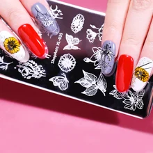 

6*12cm SHOPANTS flower theme nail art printing steel plate geometric flower butterfly daisy nail art decoration template
