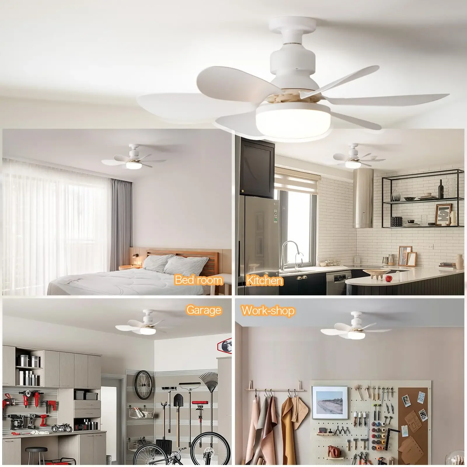 Ceiling Fan Light LED 30W E27 With Remote Control for Dimming, Suitable for Living room, Study, Household Use, 85-265V