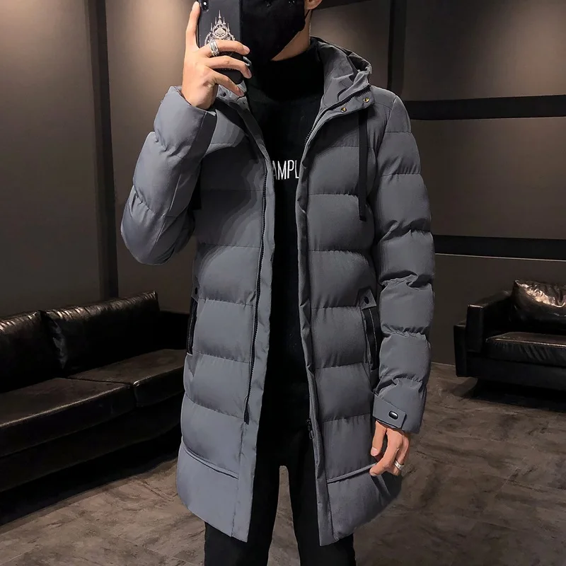 Mid-length Cotton Coat with Hood Winter Warmth Men's Hooded Down Parkas for Outdoor Snow Protection Thick for Wind