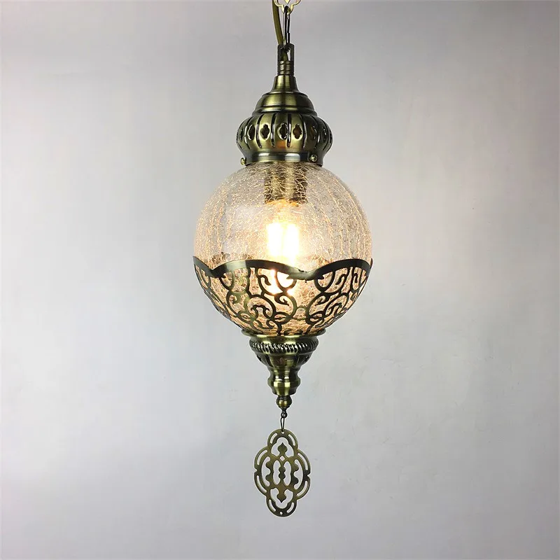 

Exotic Ethnic Style Middle East Retro Coffee Shop Xinjiang Specialty Restaurant Handmade Cracked Glass Hollow Carved Chandelier