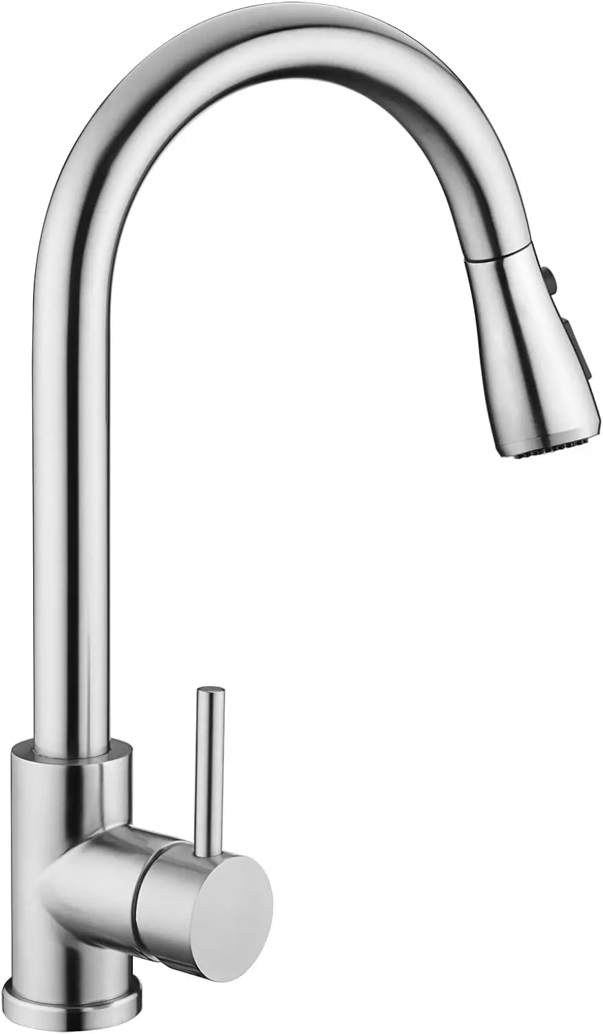 

Kitchen Sink Faucet with Pull Down Sprayer Brushed Nickel Stainless Steel Modern High Arc Single Handle Single Hole Pull Out