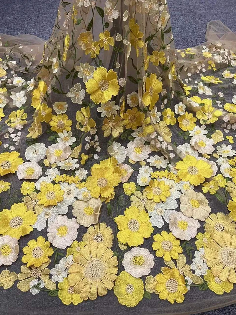 3D Dimensional Sunflower Embroidery Lace Fabric – Soft Mesh for Dresses & Crafting 36 S51ff142071144086b44dc41e9e7f0aa3o