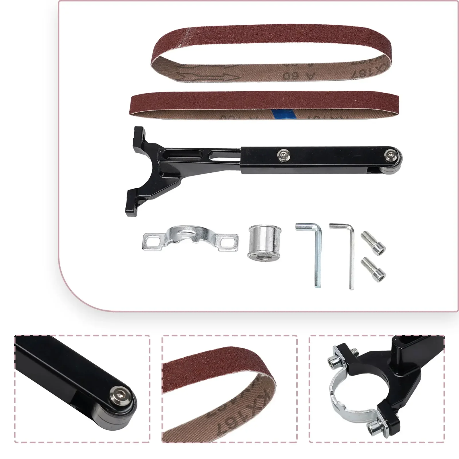 Angle Grinding Sand Belt Machine Rust Removal Polishing Mini Abrasive Tape Machine Angle Grinder Modified Sand Belt Part