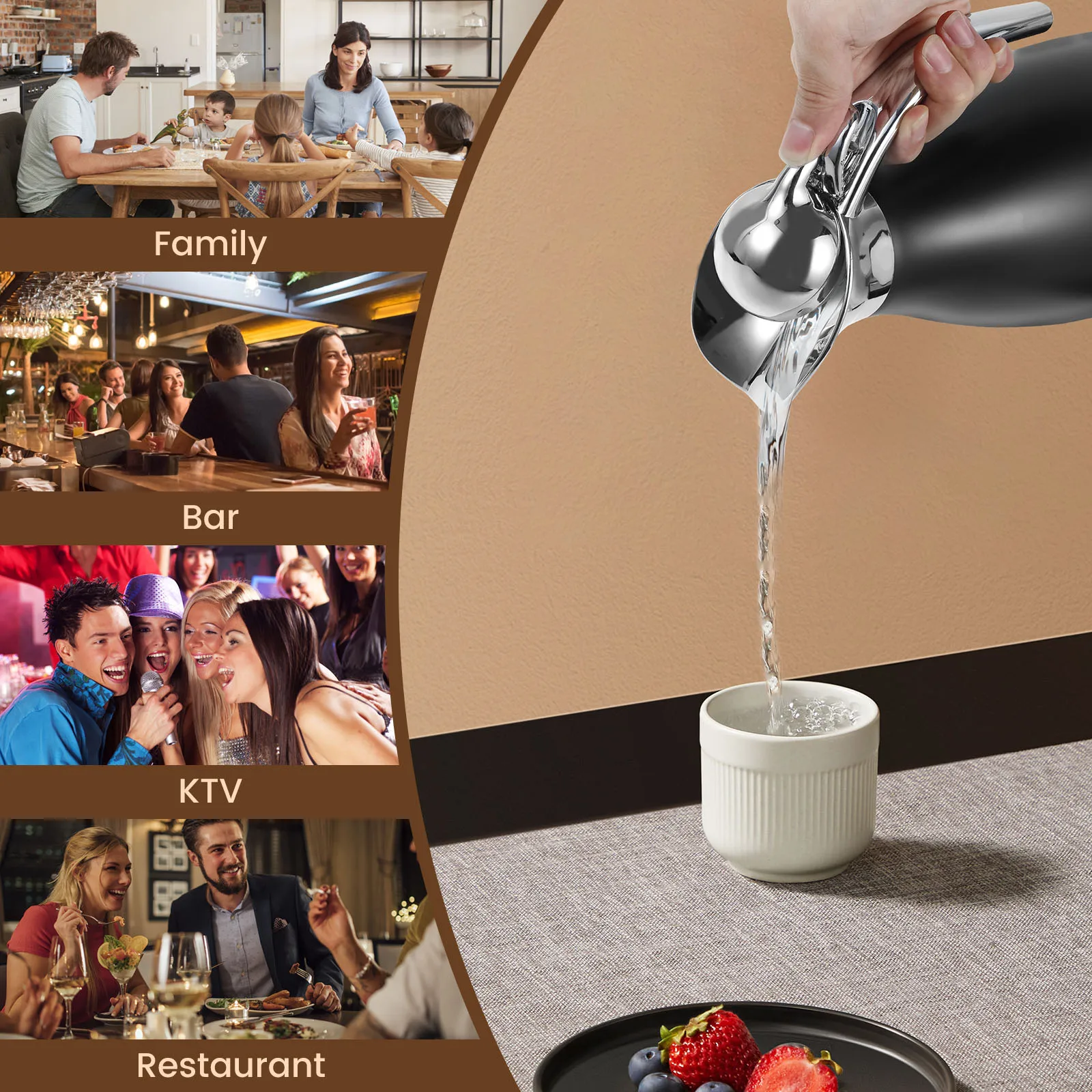 2L Thermal Pot Flask for Coffee, Hot Water, Tea, Hot Beverage Stainless Steel Dispenser with Pump Large Coffee Thermos Dispenser