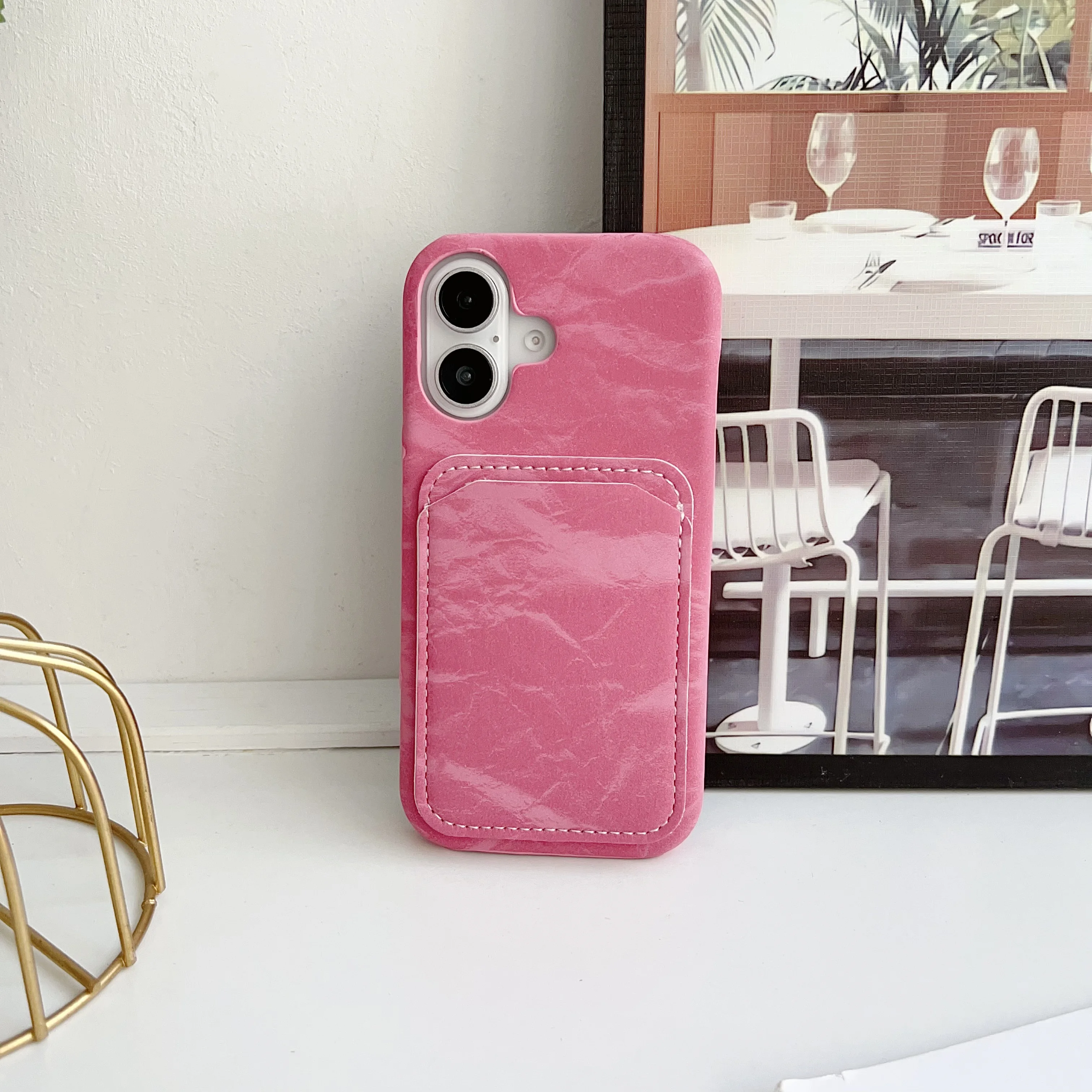 Luxurious Korean Satin Silk Texture Card Holder Wallet Phone Case - Smooth Shockproof Hard Back Cover