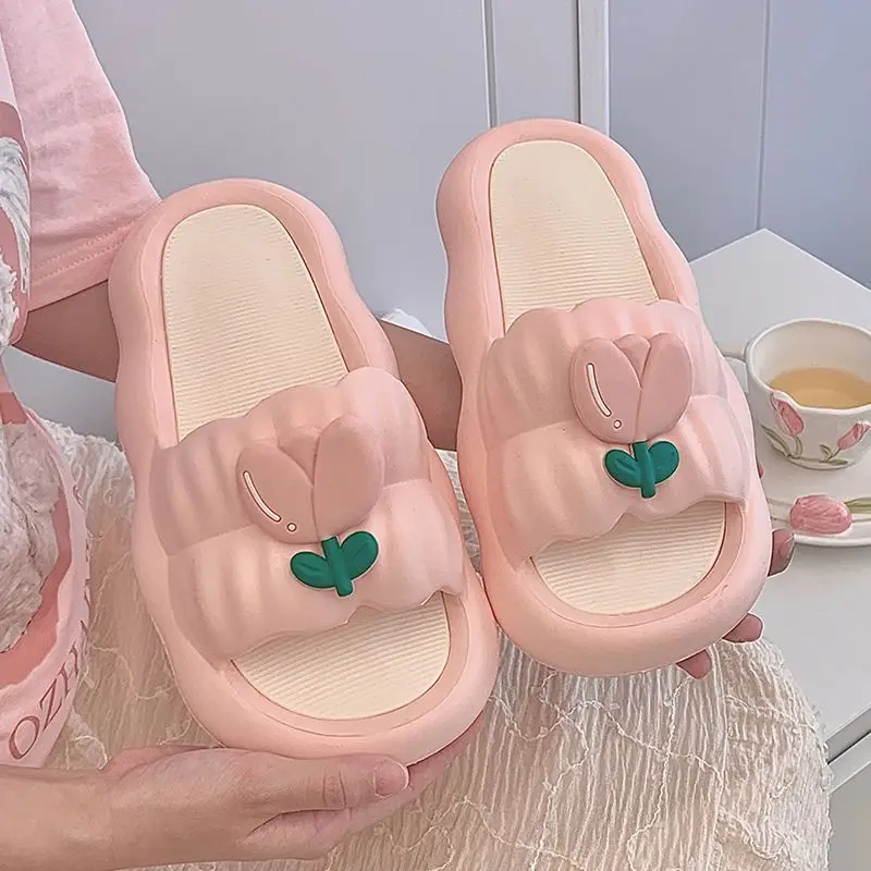 

Women Slippers Thick Sole Soft Sole Comfy Slippers Cute Flower Indoor Outdoor Non Slip 2024 Summer New