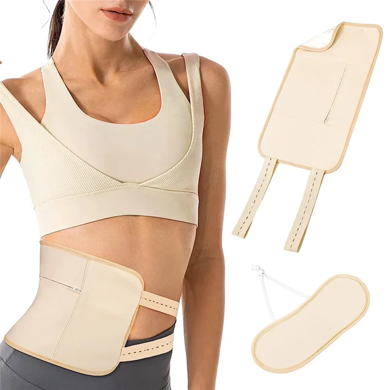 Castor Oil Pack Adjustable Reusable Castor Oil Pack Wrap Elastic Strap Machine Washable Anti Leak Skin Color