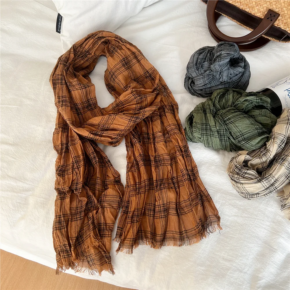 Fashion cotton Scarf for Women Warm Shawls Lady Wraps Bufanda plaid Scarves Wholesale Hijab Pashmina Bandana Foulard Femme