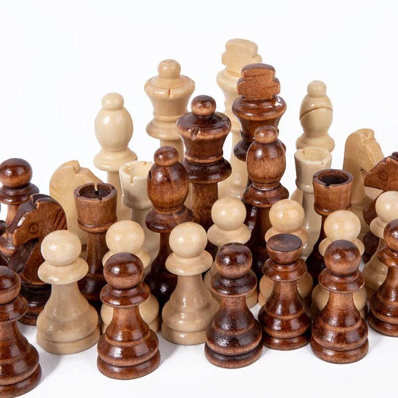 Chess Pieces 32 Pieses Wooden Chess Standard Tournamen Staunton Wood Chessmen 8.9cm King Height