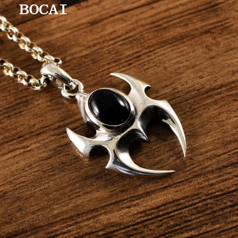 

BOCAI New S925 Sterling Silver Fashionable Cool Personality Exquisite Agate Scorpion Pendant Gift for Men and Women Free Shipp