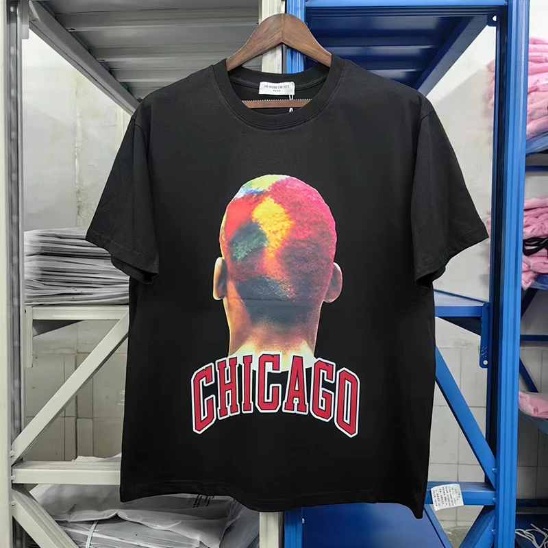 

Футболка с леопардовым принтом Chicago NOM IH UH NIT Мужская и Женская свободная футболка из чистого хлопка с круглым вырезом