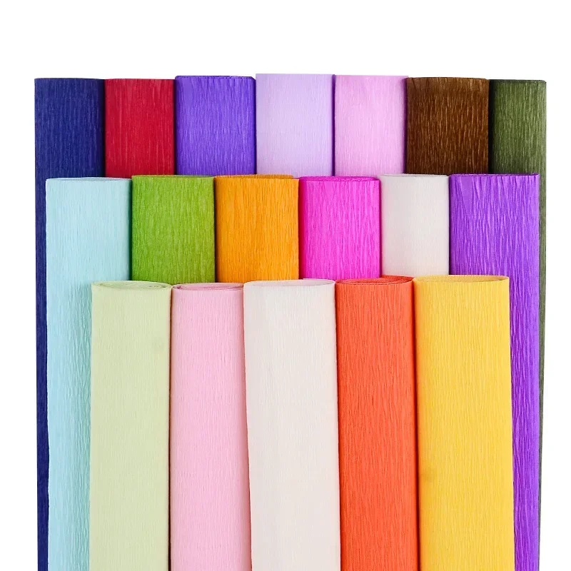 250*50cm DIY Wrapping Paper Craft Colored Crepe Paper Roll Origami Crinkled Flowers Decoration Gift