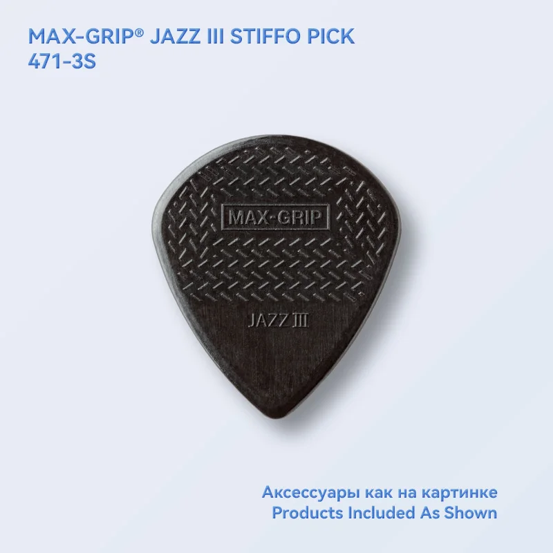 Plettri Dunlop Jazz III Max Grip - Set Da 6 In Carbonio, Spessore 1.38mm Per Chitarra - Foto 3