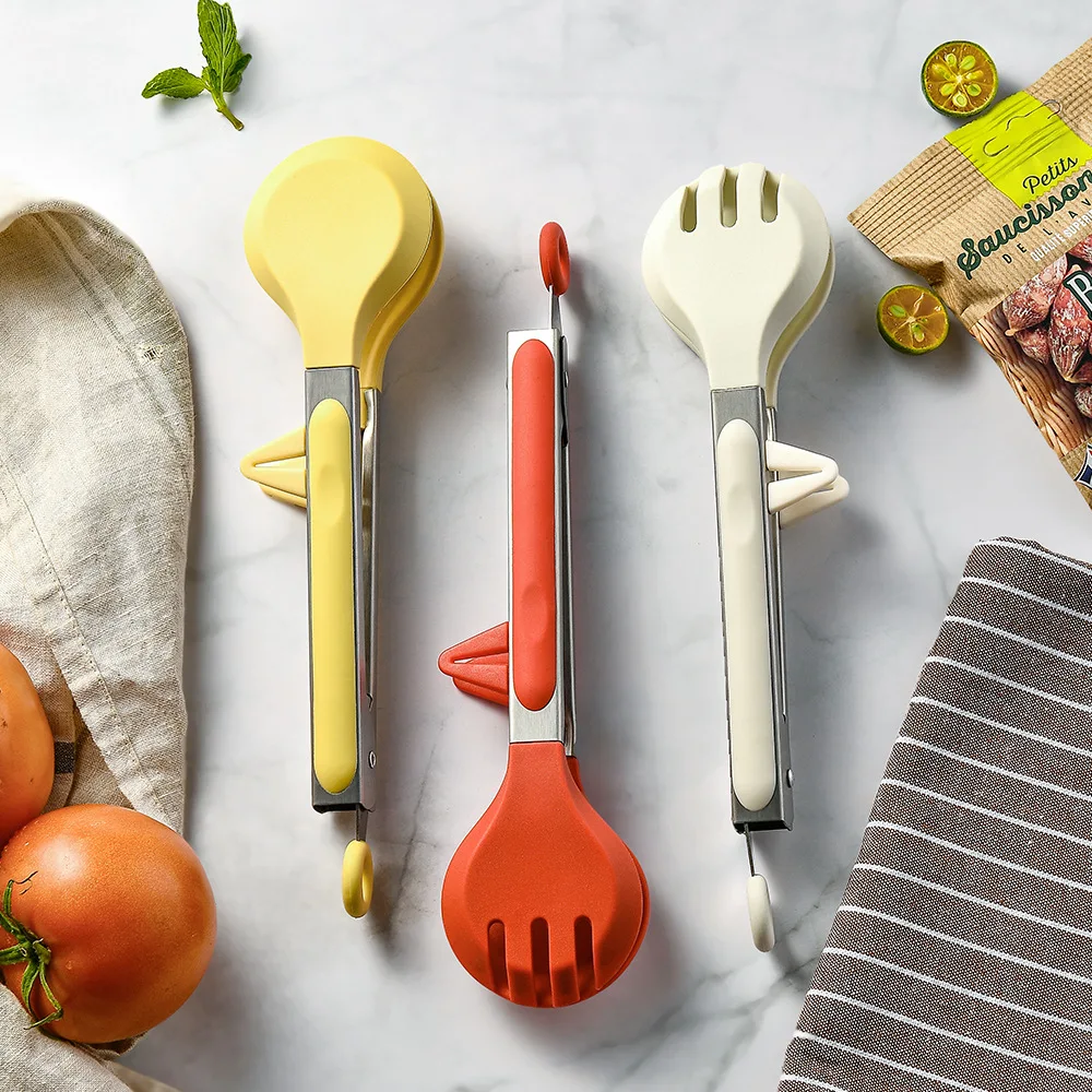 Food Tongs 1Pcs Silicone Stainless Steel for Camping Kitchen Baking Steak