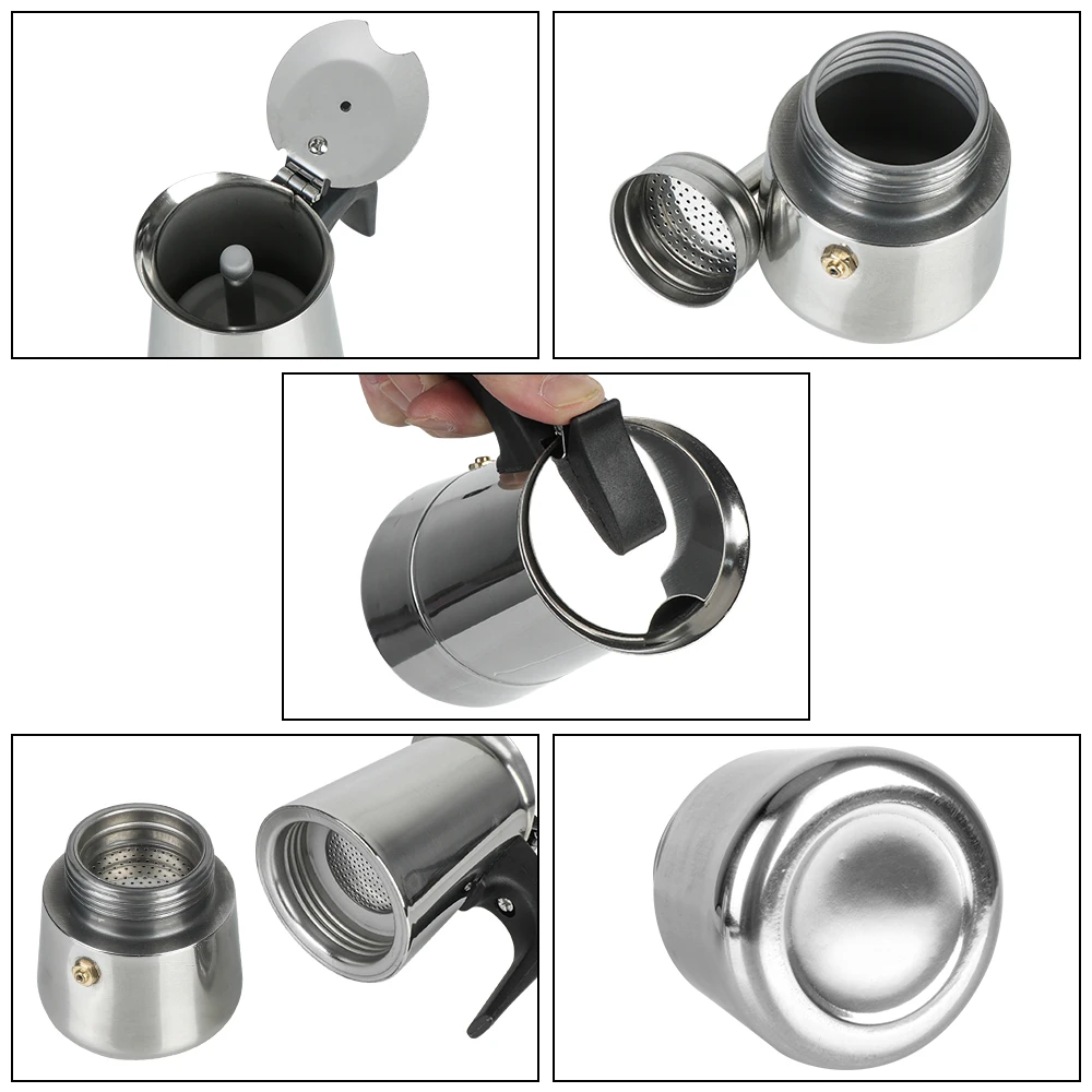 Moka Coffee Maker 2/4/6/9 Cups Stainless Steel Mocha Espresso Latte Stovetop Filter Coffee Pot for Kitchen