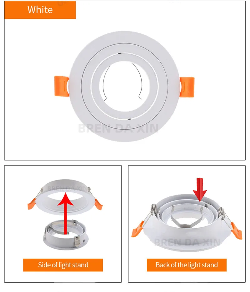 Description Picture 4 of itemUniversal Adjustable Spot Light GU10 GU16 Led Holder Black/White Halogen /Led Spot Light Frame E27 Lamp Holder Downlight Holder