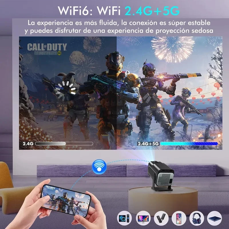 HY320mini 프로젝터 안드로이드 11 390ANSI HD 4K 네이티브 1080P 듀얼 Wifi6 BT5.0 시네마급 휴대용 프로젝터 HY300 업그레이드