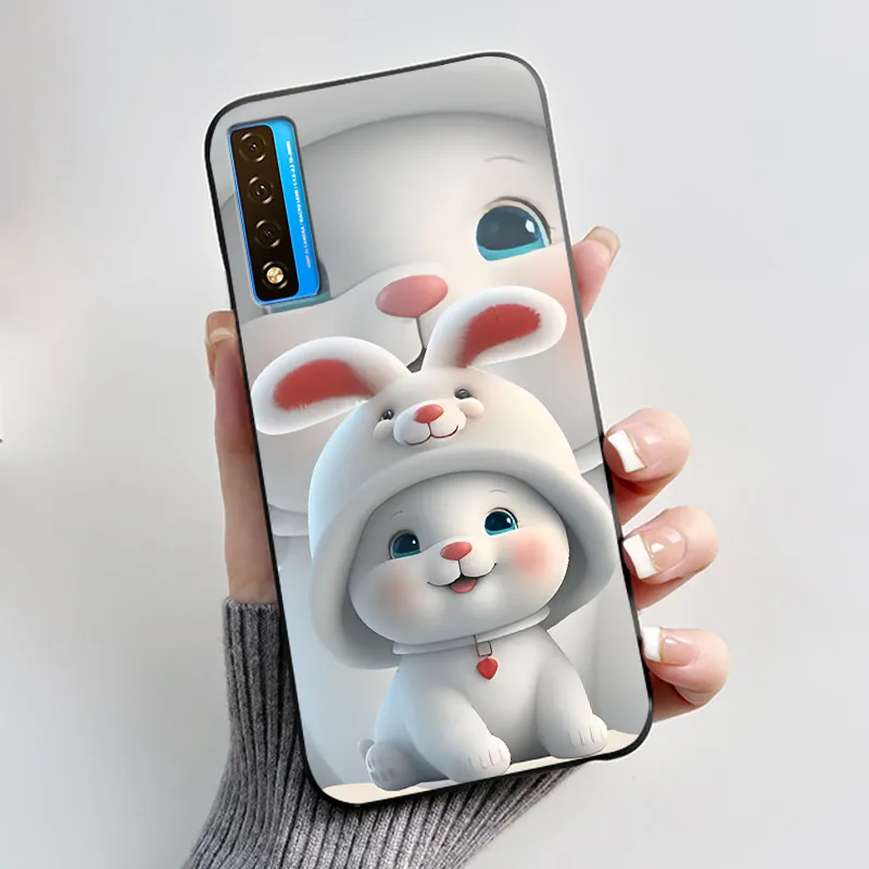 Floral Pattern Shockproof Case - Fashion Cartoon Design, Soft Black Cover